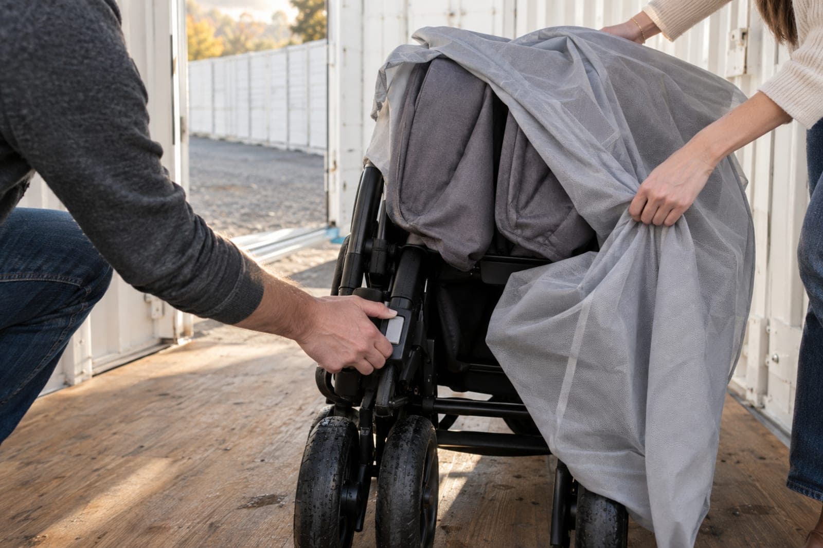 Stocker une poussette double : propre et accessible